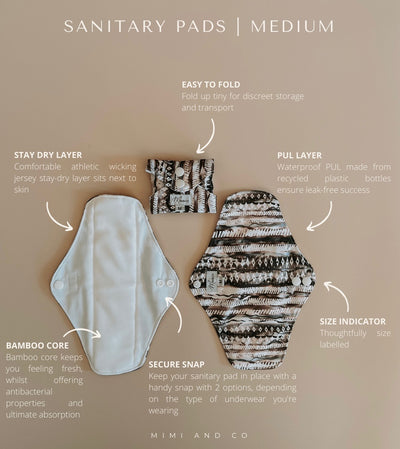 Mimi & Co - Reusable Sanitary Pads 3pack - Russo