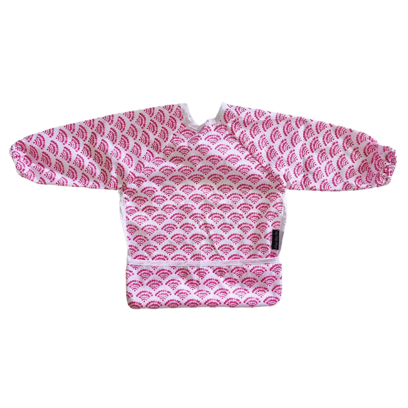 Sleeved Bibs - Pink Scallops