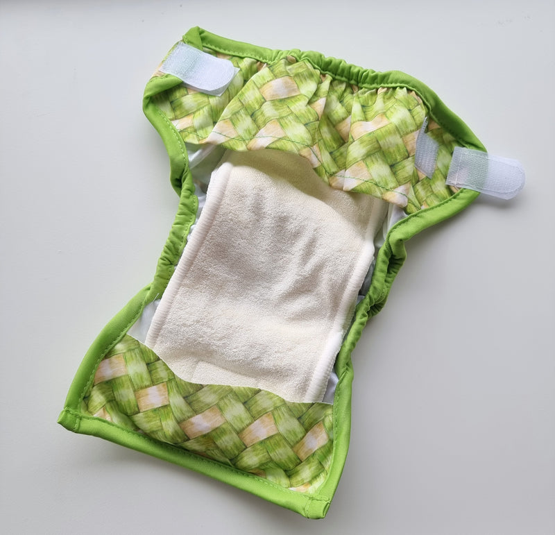 Newborn Nappy Cover - Green Leaves