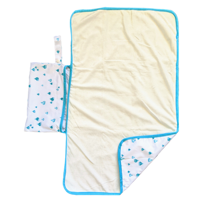 Foldaway Change Mat - Teal Boats