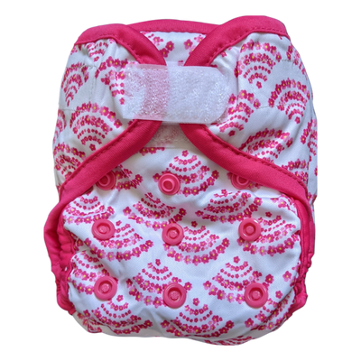 Newborn Nappy Cover - Pink Scallops