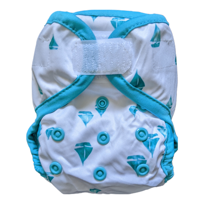 Newborn Nappy Cover - Teal Boats