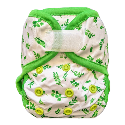 Newborn Nappy Cover - Green Leaves